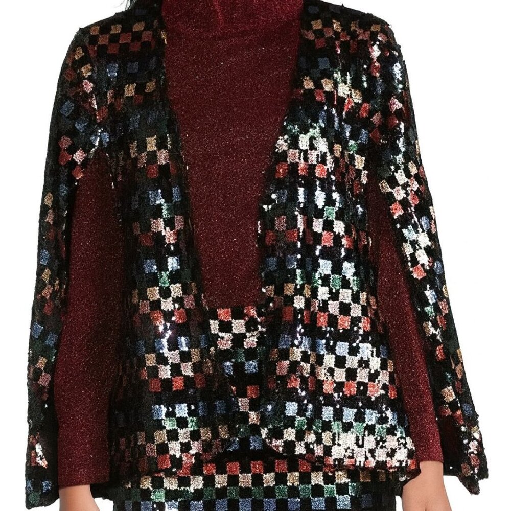 Buru Multicolor Sequin Cape Jacket - SZ XS-S‎ - NWT